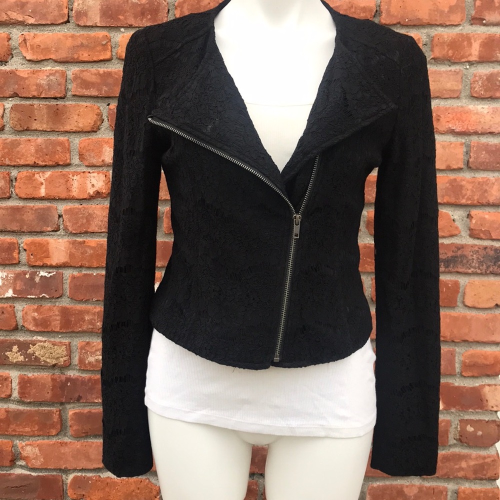 Black Lace Dress Jacket with zipper - Picture 3 of 7